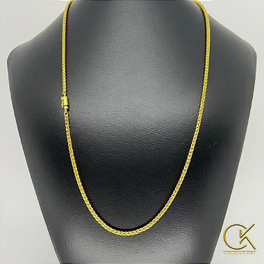 Corrente Peruana 3mm - Banhada a Ouro 18k - 60 ou 70cm - Fecho Canhão; conceitokjoias.com.br